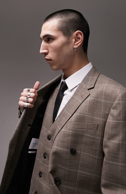Shop Topman Tailored Check Suit Jacket In Stone