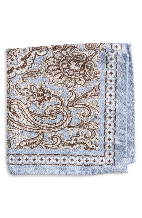 Paisley & Floral Silk Reversible Pocket Square in Light Blue