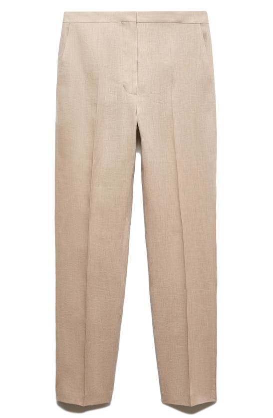 Shop Mango Straight Leg Linen Pants In Light/ Pastel Grey