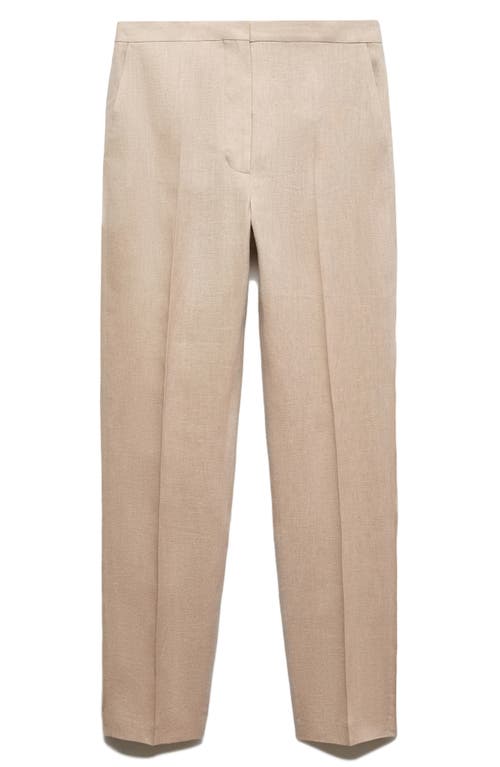 Shop Mango Straight Leg Linen Pants In Light/pastel Grey