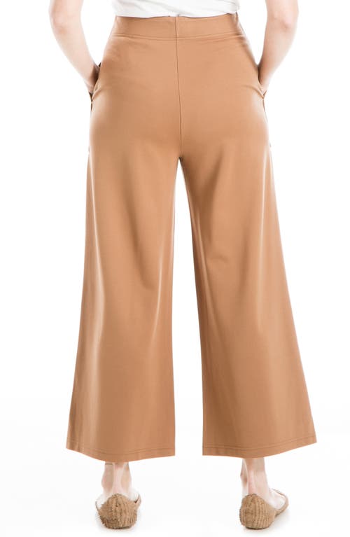 Max Studio Ponte Crop Wide Leg Pull-on Pants In Vicuna-vicuna
