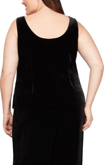  Alex Evenings Women's Plus Size Twinset Jacket and Tank Top,  Black and White Velvet, 3X : Clothing, Shoes & Jewelry