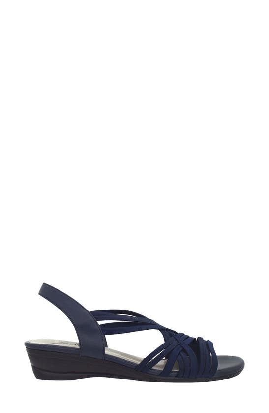 Shop Impo Ressie Elastic Strap Wedge Sandal In Midnight Blue