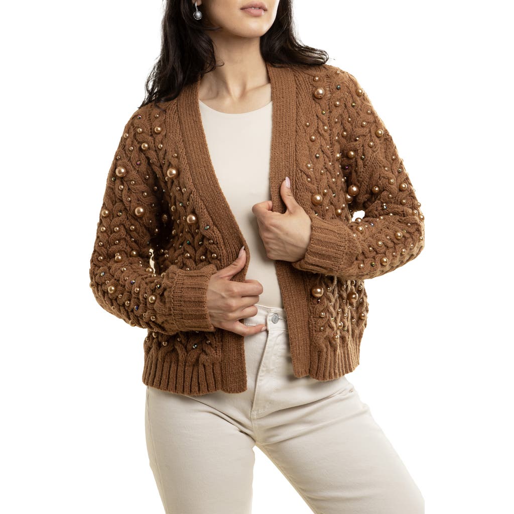 SAACHI SAACHI FAUX PEARL KNIT CARDIGAN