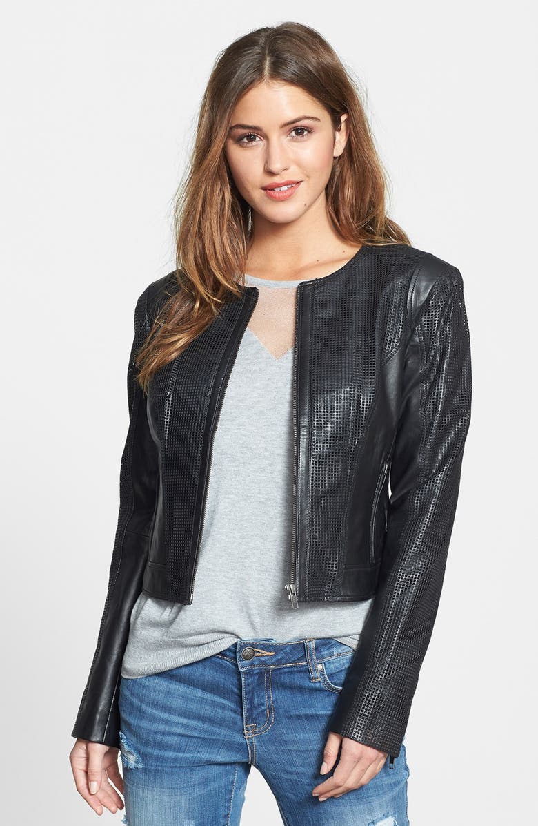 Halogen® Perforated Leather Jacket | Nordstrom
