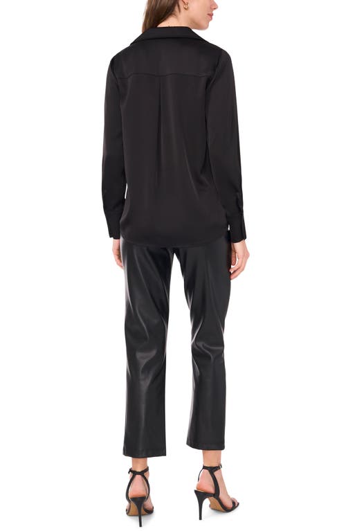 Shop Halogenr Halogen(r) Long Sleeve Satin Button-up Shirt In Rich Black