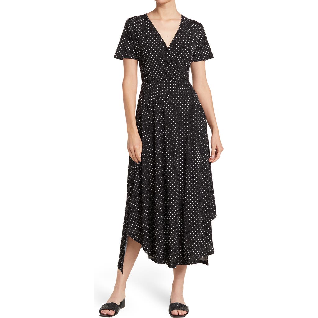 Love By Design Colette Double Layer Maxi Dress In Black/white Micro Dot
