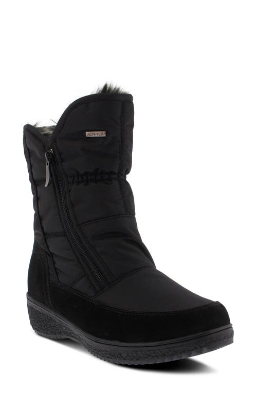 Spring Step Ernestina Waterproof Faux Fur Bootie In Black Fabric
