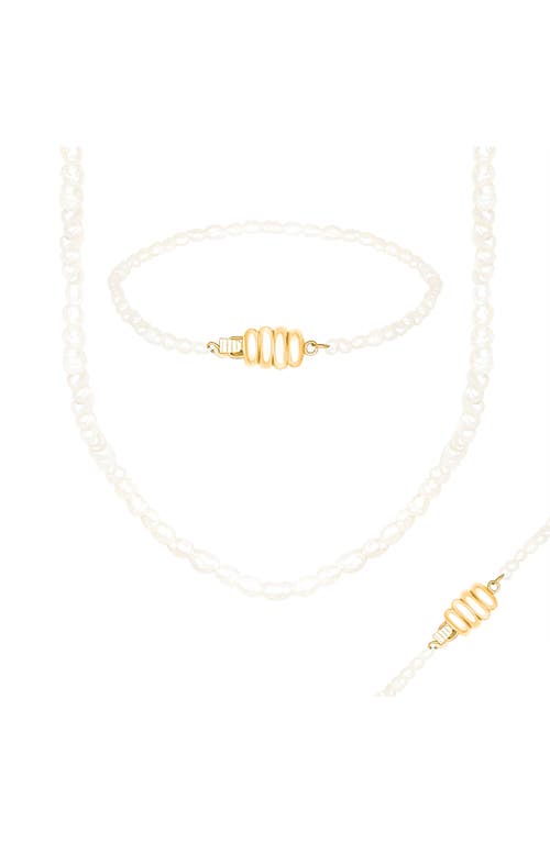 Splendid Pearls Freshwater Pearl Necklace & Bracelet Set In White
