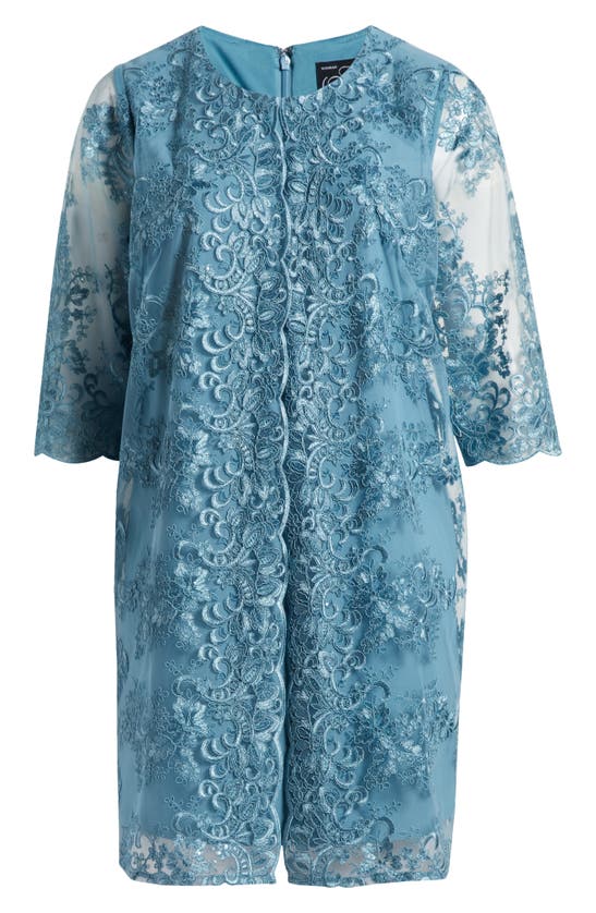 Shop Alex Evenings Embroidered Shift Dress In Vintage Teal