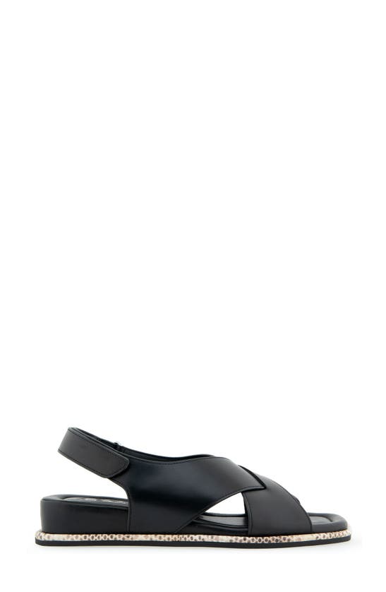 Shop Aerosoles Bron Slingback Wedge Sandal In Black Leather Snake Trim