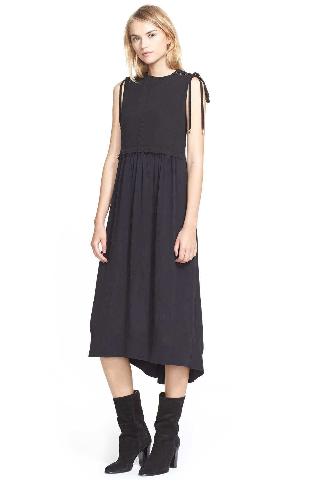 Sea Sleeveless Denim & Silk Midi Dress Nordstrom