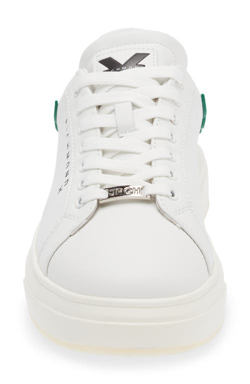 Shop John Richmond Oversize Wing Collar Sneaker In White/green