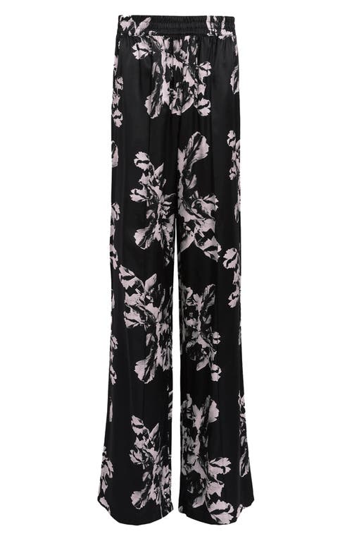 Shop Allsaints Charli Floral Satin Pants In Monica Black