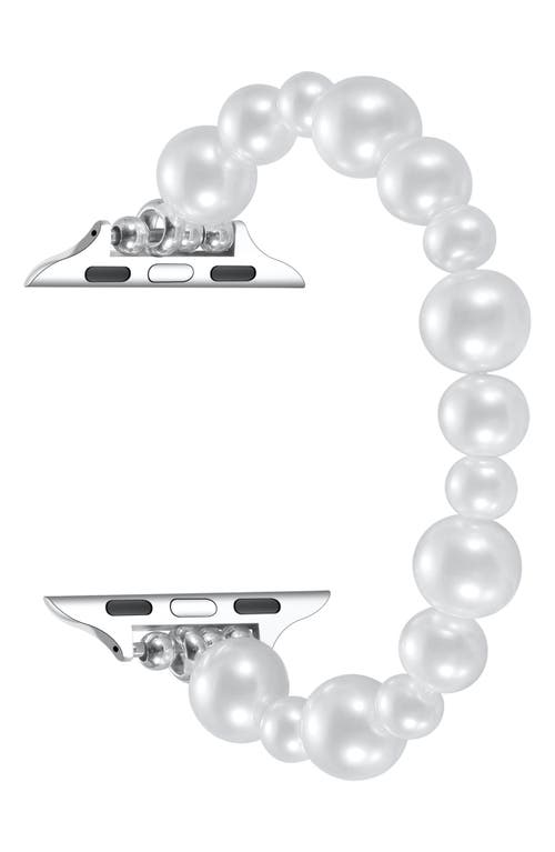 The Posh Tech Maeve 42mm Imitation Pearl Apple Watch® Bracelet Watchband In White