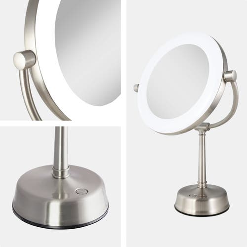 Zadro Lexington Lighted Makeup Mirror With 10x/1x Magnification In Satin Nickel