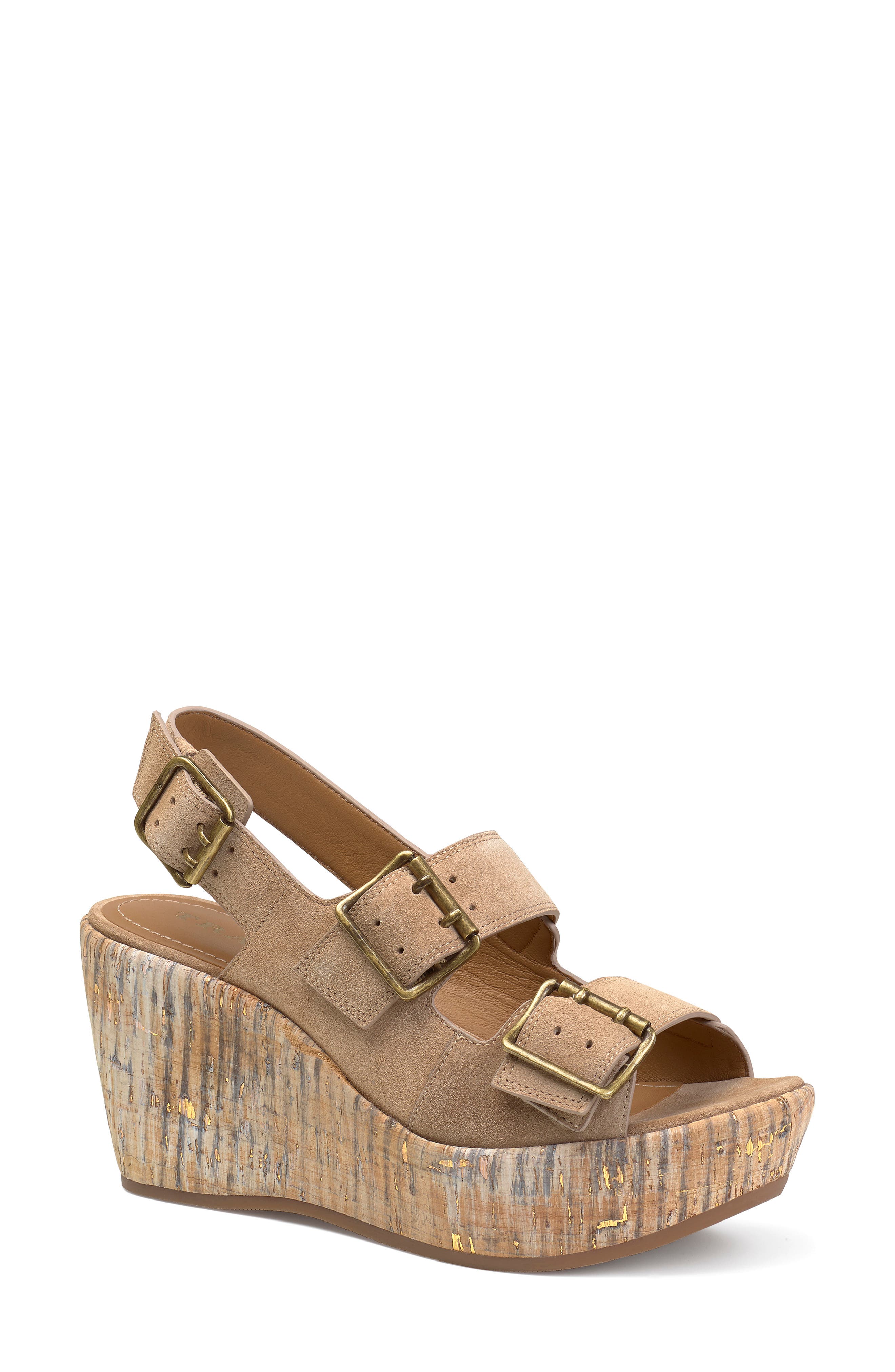 Trask Patsy Platform Wedge Sandal In Taupe Suede ModeSens