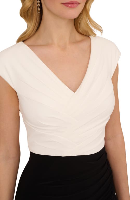 Adrianna Papell Womens Pleated Jersey Evening Dress In Black/ivory