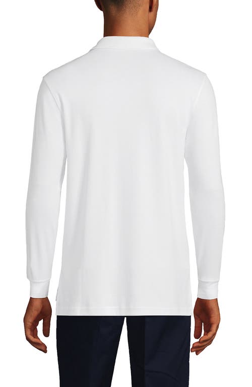 Lands' End School Uniform Long Sleeve Interlock Polo Shirt In White