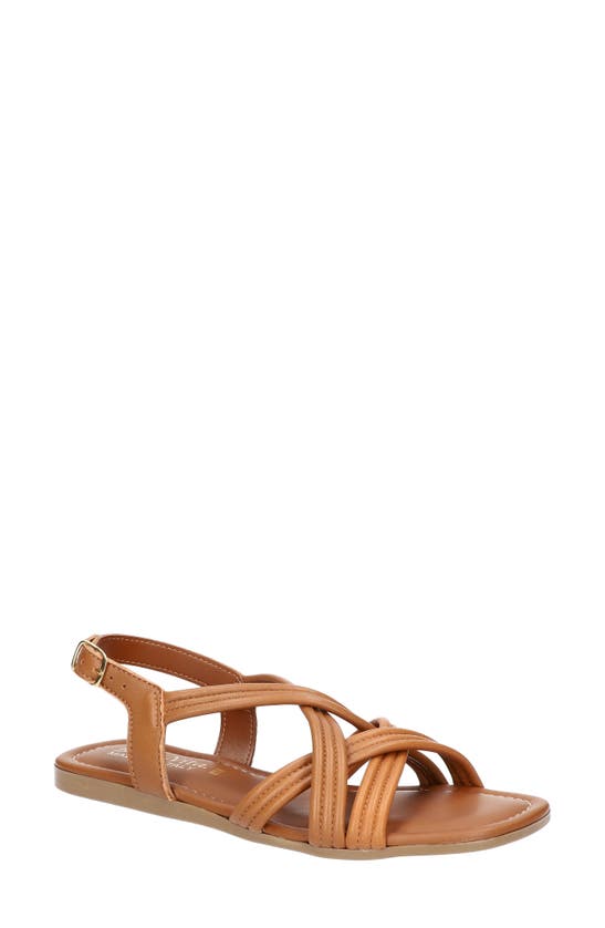 Bella Vita Ilo Italy Womens Leather Embossed Ankle Strap In Tan Leather
