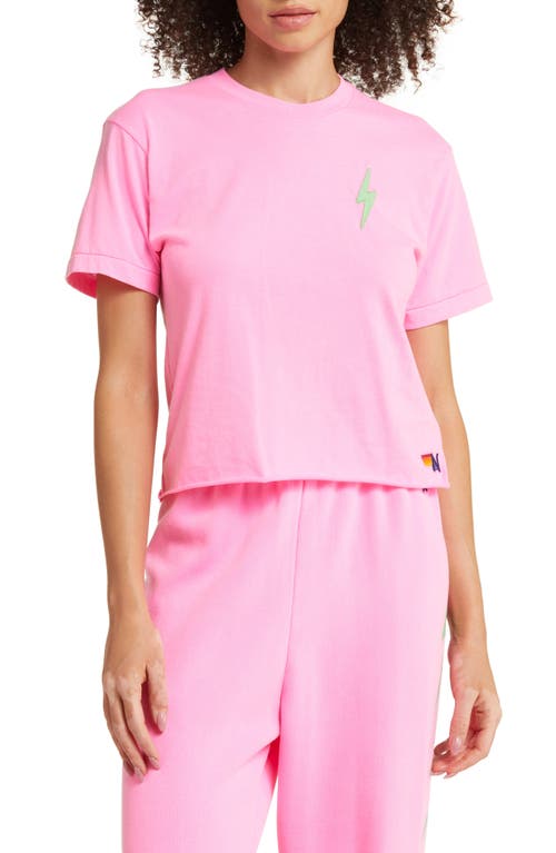 Aviator Nation Bolt Embroidered T-Shirt in Neon Pink/Mint at Nordstrom, Size Small