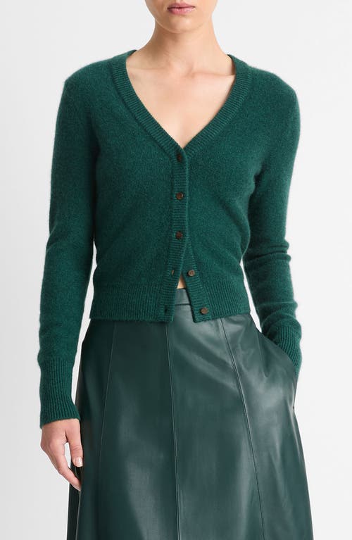 Shop Vince Boiled Cashmere Cardigan In Heather Jade Lake