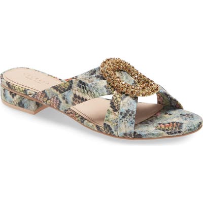 Cecelia New York Paradise Embellished Slide Sandal, Green