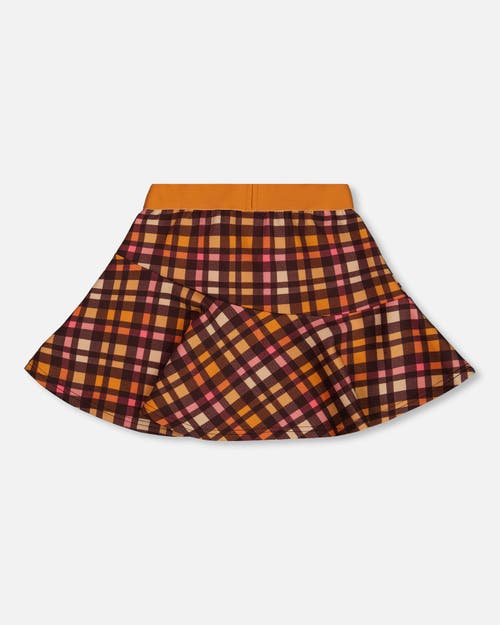 Deux Par Deux Girl's Milano Skirt Plaid Magenta And Brown In Pink & Brown Plaid