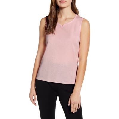 Ming Wang Sweetheart Neck Knit Tank, Pink