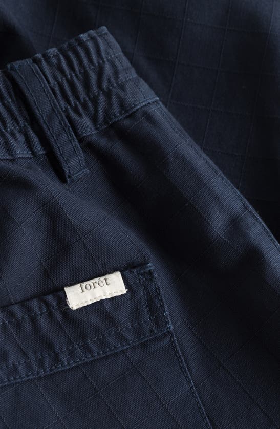 Shop Forét Sienna Check Textured Organic Cotton Ripstop Shorts In Navy
