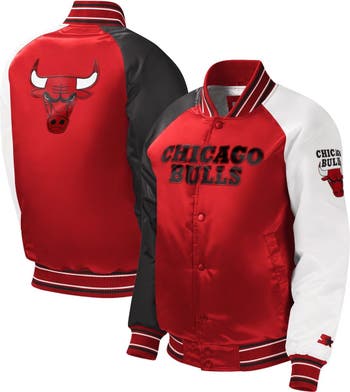 Youth Starter Red Chicago Bulls Raglan Full-Snap Varsity Jacket