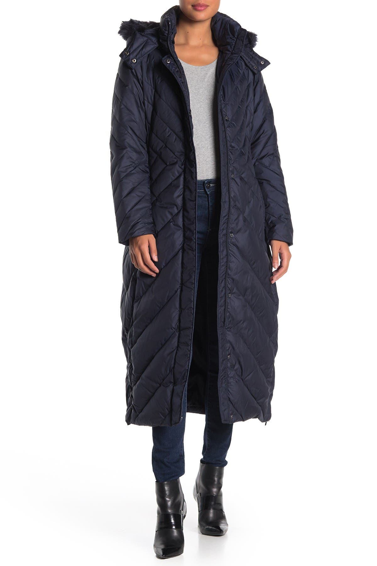 larry levine long puffer coat