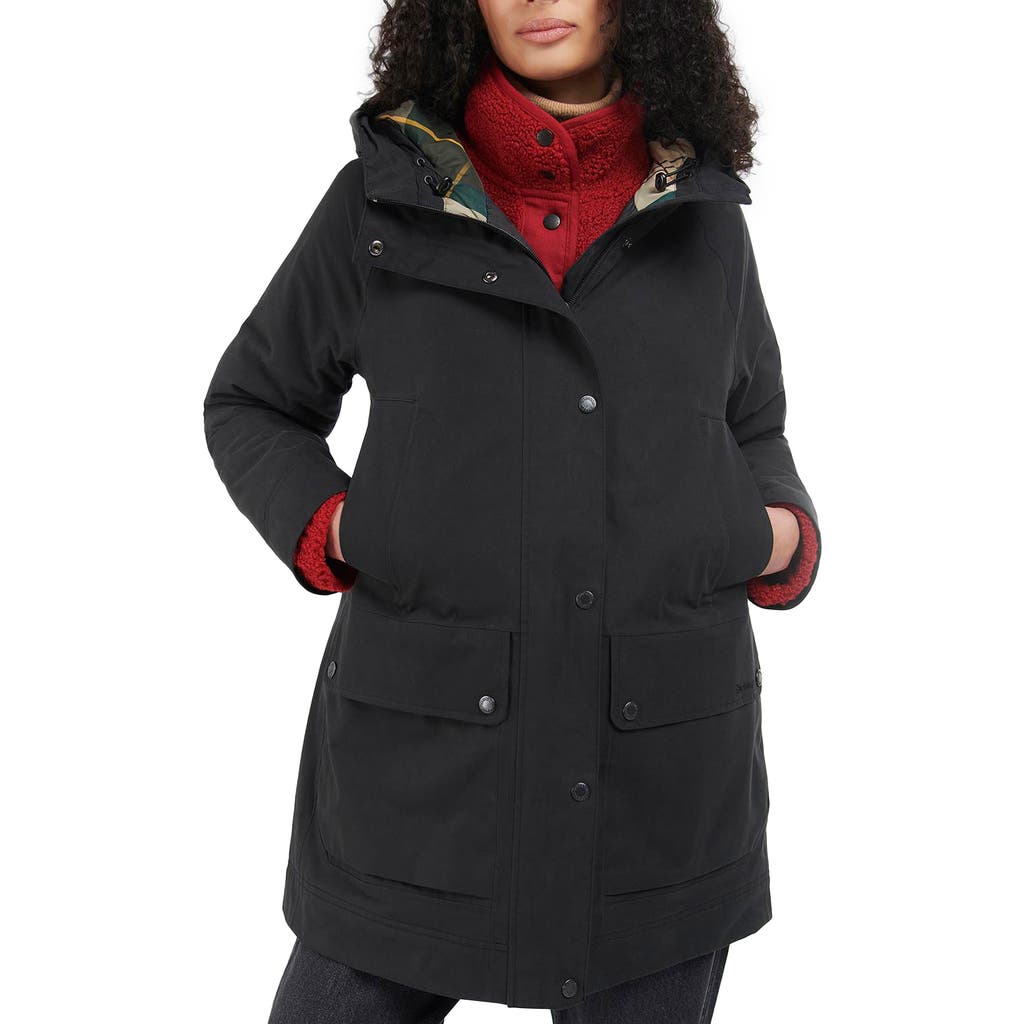 Barbour Winter Beadnell Womens Waterproof Jacket In Black/ancient