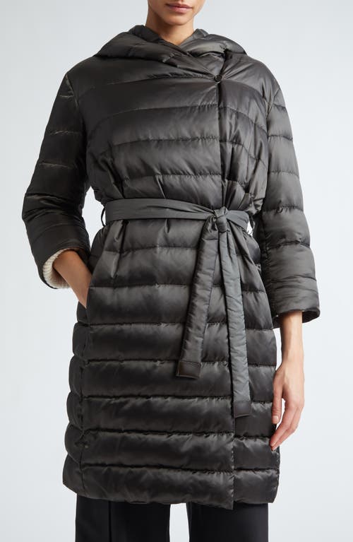 Shop Max Mara Novef Hooded Quilted Down Coat In Medium Grey