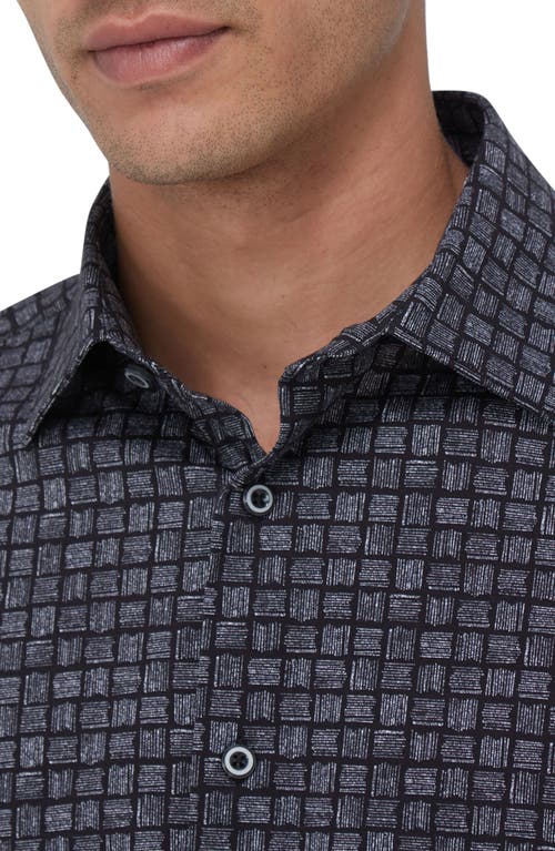 Shop Bugatchi James Ooohcotton® Checker Button-up Shirt In Black