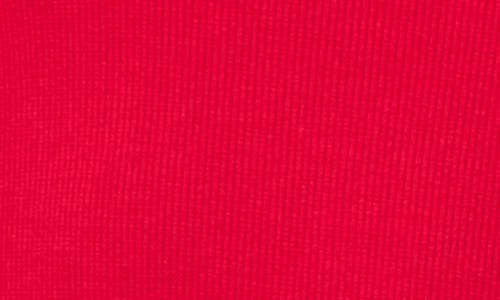 Shop Cece Rhinestone Embellished Scalloped Trim Rib Knit Top In Glamour Red