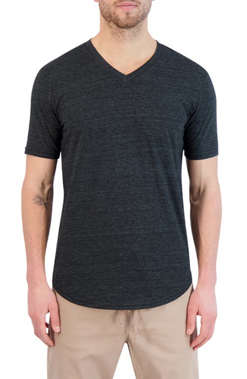 Triblend Scallop V-Neck T-Shirt in Black