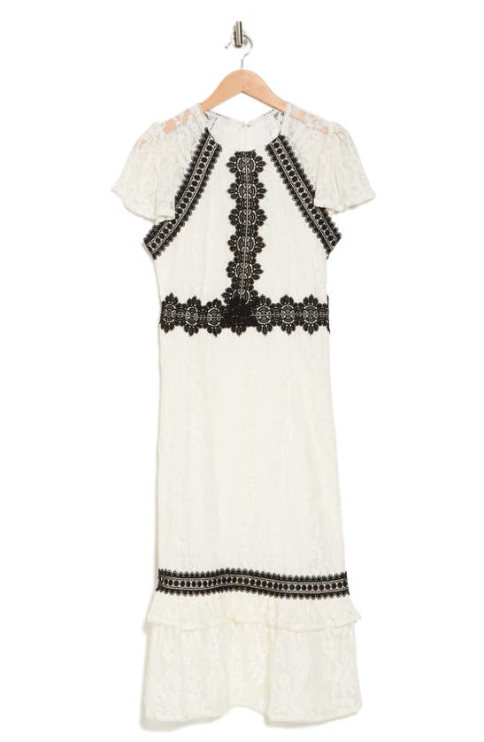 Shop Rachel Parcell Mixed Lace Midi Dress In Ivory
