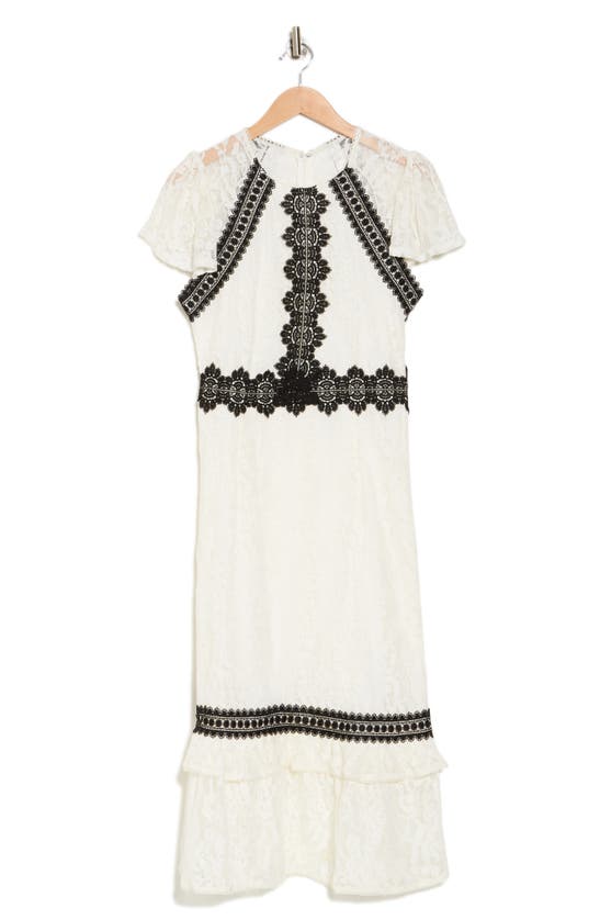 Rachel Parcell Lace Flutter Midi Dress In White