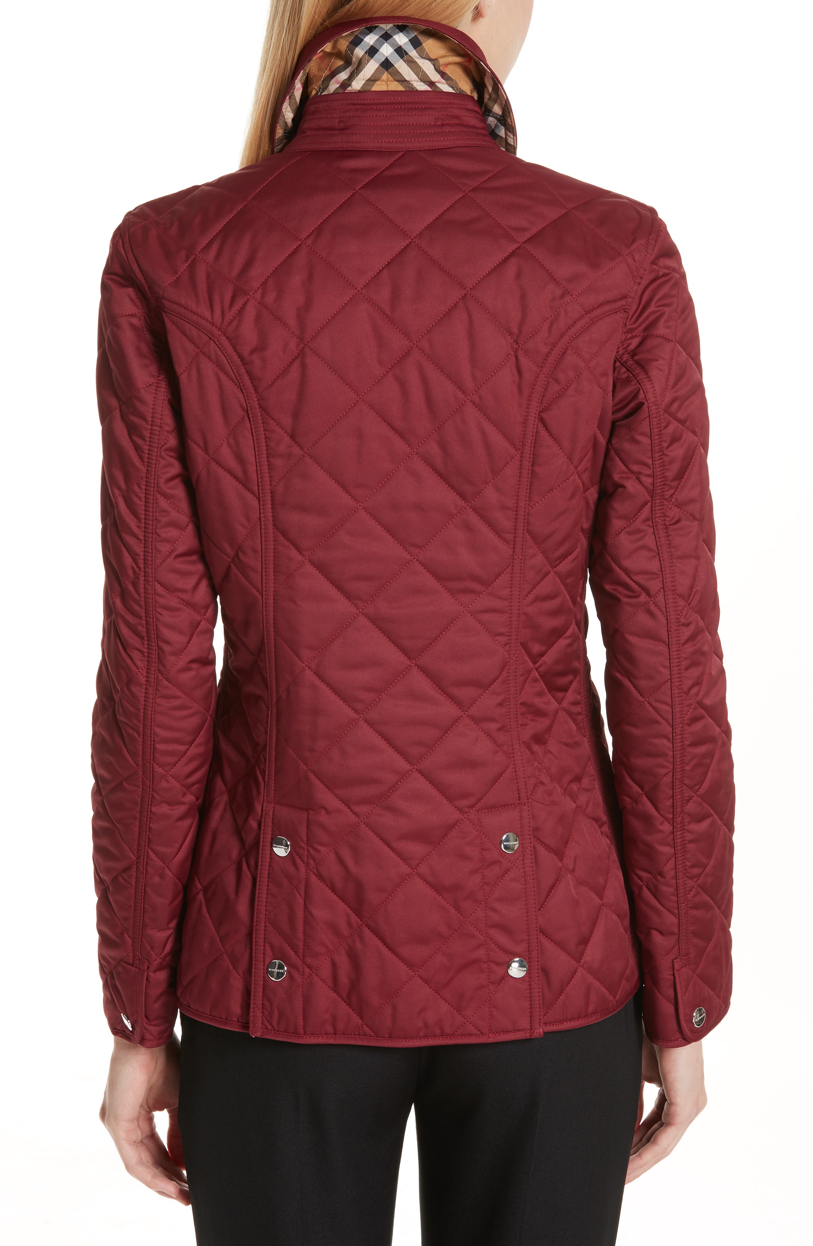 burberry embroidered crest diamond quilted jacket