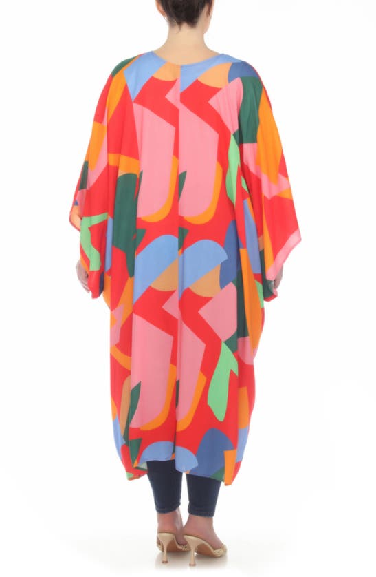 Shop Boho Me Abstract Print Ruana In Red Abstract