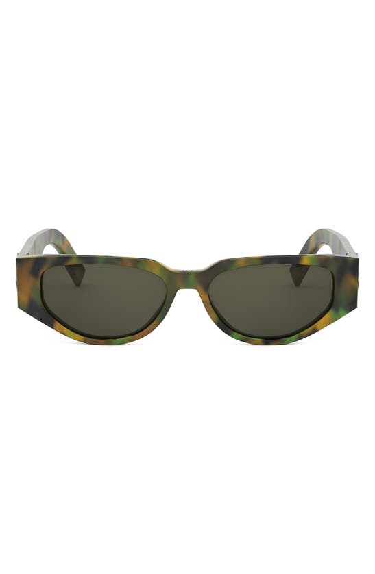 Dior Cd Diamond S7i 55mm Geometric Sunglasses In Havana / Green