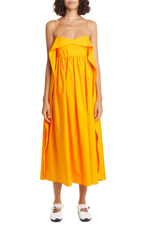 Cecilie Bahnsen Susa Organic Cotton Midi Dress in Tangerine