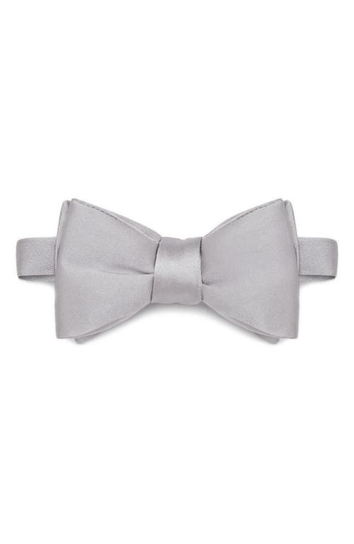 Silk Bow Tie in Light Grey Solid