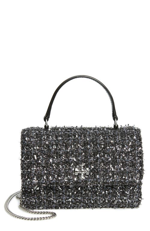 Shop Tory Burch Mini Kira Chevron Tweed Tote In Black/silver