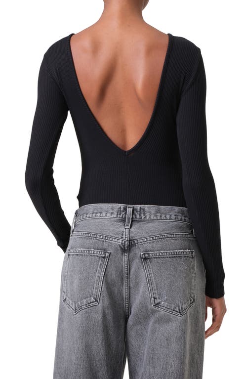 Agolde Bridget Rib V-neck Bodysuit In Black