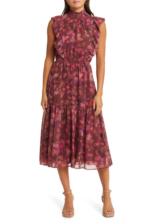 Steve Madden Anna Floral Mock Neck Midi Dress in Pink Multi at Nordstrom, Size X-Large