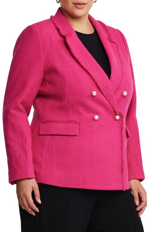 Shop Estelle Courtney Bouclé Tweed Blazer In Fuchsia