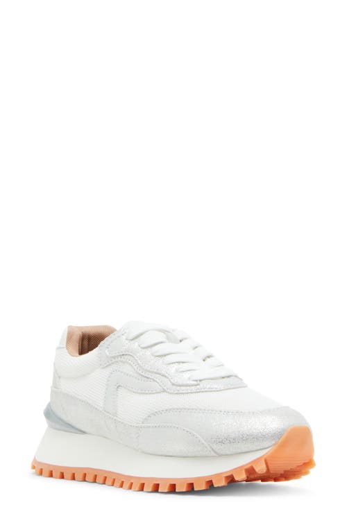 Shop Blondo Lois Retro Waterproof Running Sneaker In Silver Leather