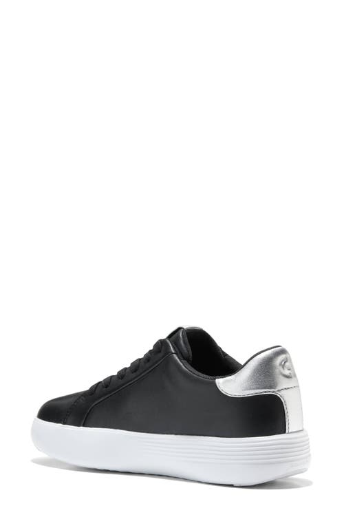 Cole Haan Grand Crosscourt Joy Platform Sneaker In Black/silver Metallic